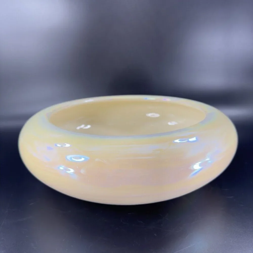 Pier 1 Pottery Planter Bowl Italian Yellow Iridescent Luster Finish Made Italy‎